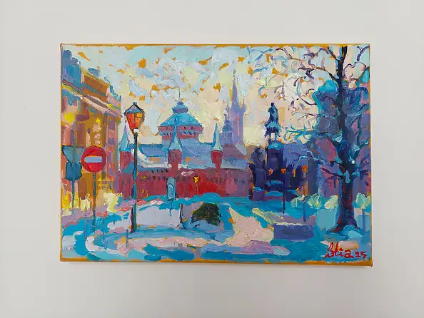 Anastasiia Kurkova, Stare miasto, Obraz olejny - płótno, 35 x 25