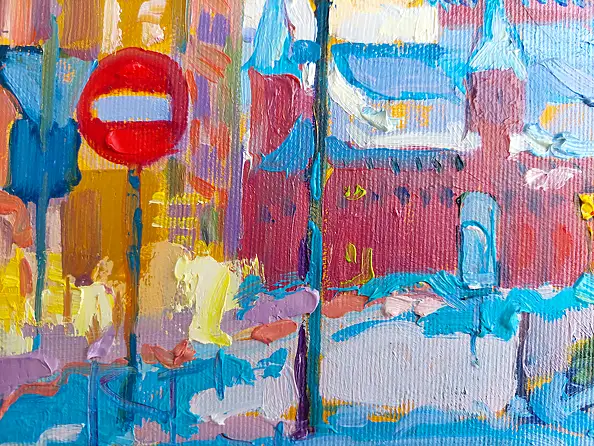 Anastasiia Kurkova, Stare miasto, Obraz olejny - płótno, 35 x 25