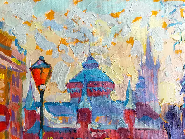 Anastasiia Kurkova, Stare miasto, Obraz olejny - płótno, 35 x 25