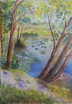 Krzysztof Marek - Pond with ducklings