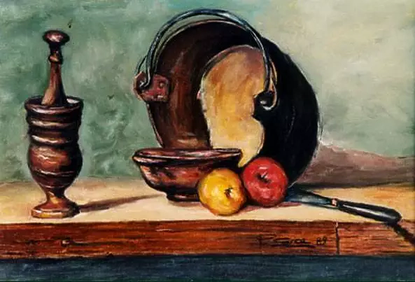 Giuseppe Sica - Still Life with a metal pot