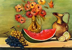 Giuseppe Sica - Martwa natura z arbuzem