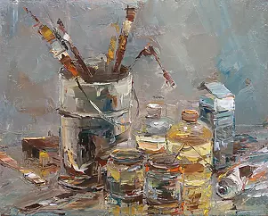 Krzysztof Tracz - Still life with brushes and