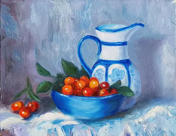 Svetlana Grishkovec-Kiisky - Still life with cherry