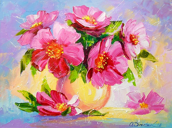 Olha Darchuk - Still life with pink flowers