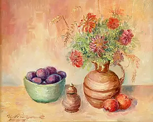 Urszula Nieborak - Still life with plums