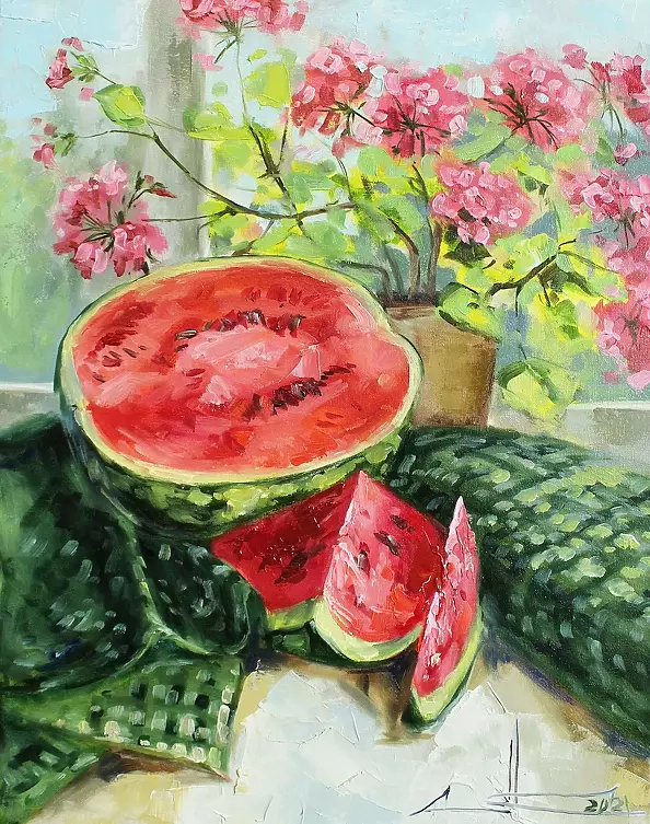 Marina Kozlowska - "Still life with watermelon"
