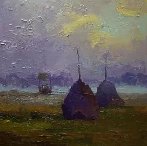 Daniel Gromacki - Stacks of hay. Morning.