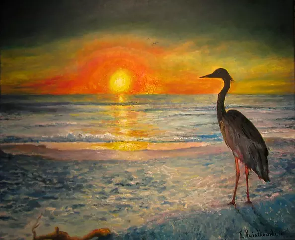 Tomasz Jaxa Kwiatkowski - Crane stands by the sea
