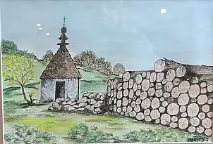   - A pile of wooden logs at the chapel - 2017