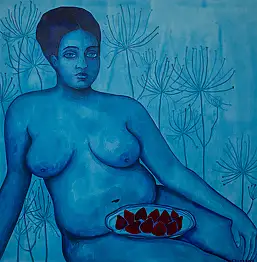 Oksana Chumakova, Strawberry, Acrylic painting - canvas, 90 x 90