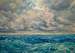 Marcin Stępniowski, Studium morza i chmur, Obraz olejny - płyta, 100 x 70