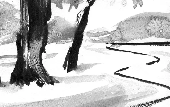 Witold Kubicha - Study of the landscape - sumi-e