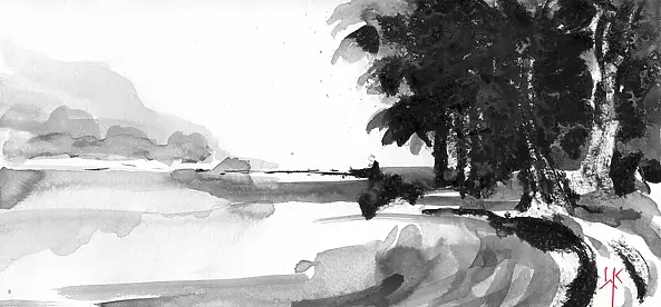 Witold Kubicha - Studium pejzażu - sumi-e