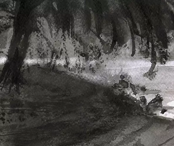 Witold Kubicha - Study of the landscape - sumi-e