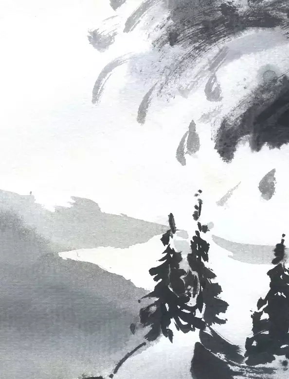 Witold Kubicha - Study of the landscape - sumi-e