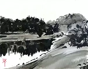   - Study of the landscape - sumi-e