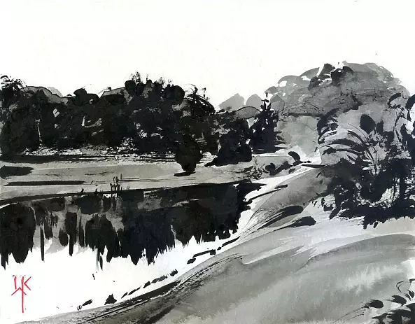 Witold Kubicha - Studium pejzażu - sumi-e