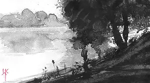 Witold Kubicha - Study of the landscape - sumi-e