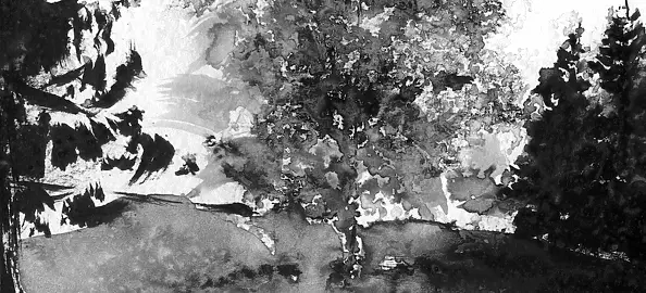 Witold Kubicha - Study of the landscape - sumi-e