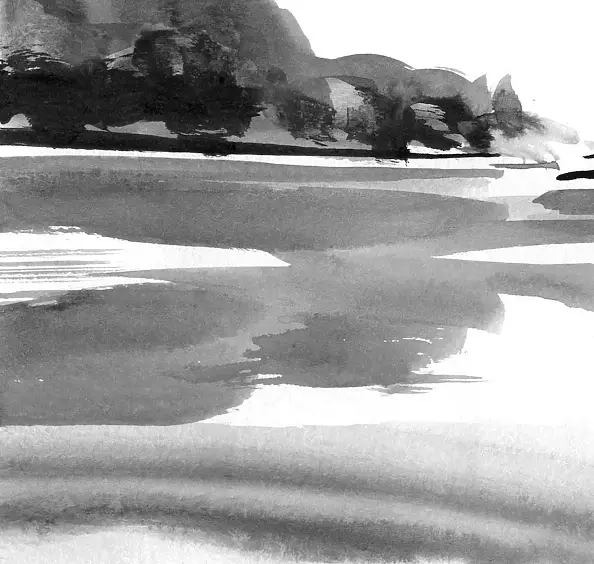 Witold Kubicha - Study of the landscape - sumi-e