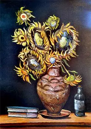 Giuseppe Sica - Słoneczniki w wazonie