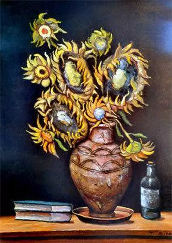 Giuseppe Sica - Słoneczniki w wazonie