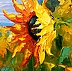 Olha Darchuk - Sonnenblumen im Wind am Fluss