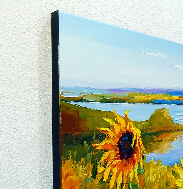 Olha Darchuk - Sunflowers in the wind by the river 