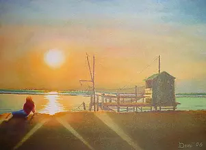 Silvano Drei - Zachód słońca na lagunie