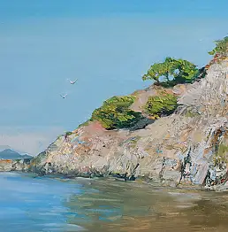 Henadzy Havartsou, Licht über der Bucht, Ölbild - Leinwand, 70 x 40