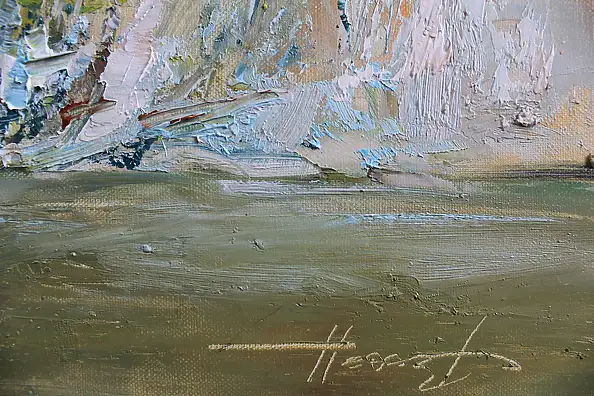 Henadzy Havartsou, Luce sulla baia, Quadro a olio - tela, 70 x 40