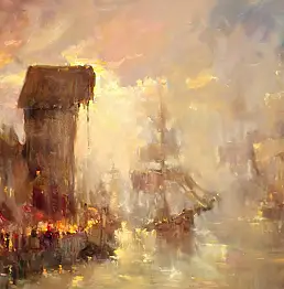 Kornel Wilczek, Światło portu, Obraz olejny - , 120 x 80
