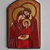 Stanisław Polaniak - Holy Family. Author Icon on an old wooden board