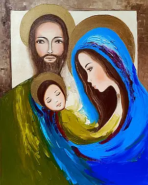 Ewa Boińska, Holy Family, Oil painting - canvas, 40 x 50