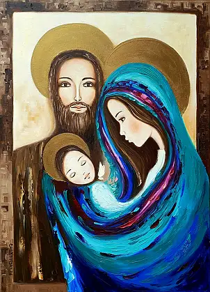 Ewa Boińska, Holy Family, Oil painting - canvas, 50 x 70