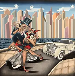 Robert Jadczak, Swing Time, Obraz olejny - płótno, 100 x 100