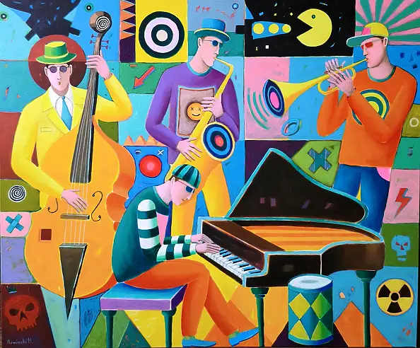 Mirosław Nowiński, Synestezja jazzu , Obraz akrylowy - płótno, 120 x 100