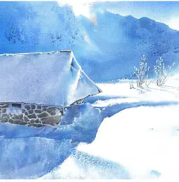 Michał Suffczyński, Хижина в Долине Пяти Озер, Акварелі - папір, 62 x 36