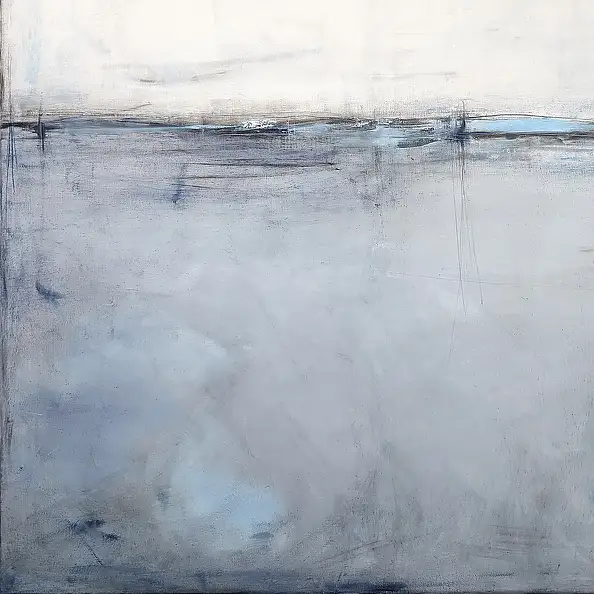 Maja Gajewska, Grau mit Blau II, Ölbild - Leinwand, 100 x 120