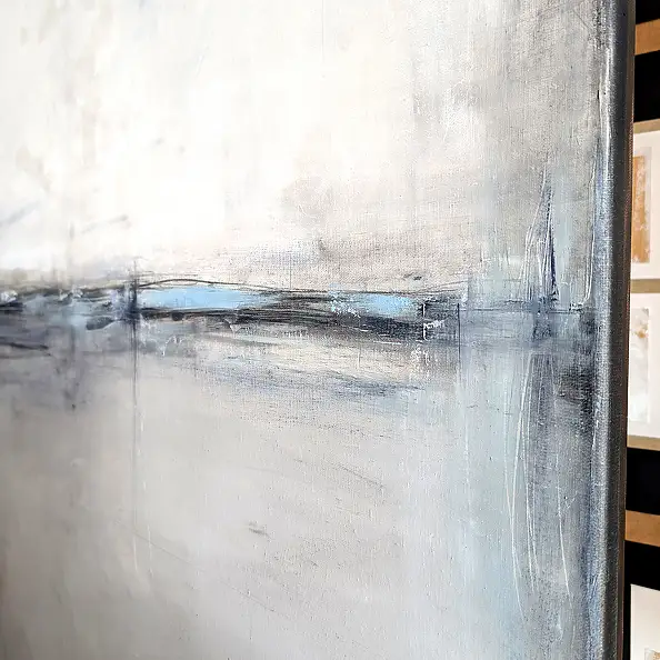 Maja Gajewska, Grau mit Blau II, Ölbild - Leinwand, 100 x 120