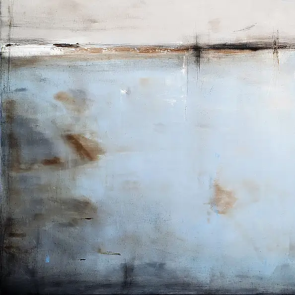 Maja Gajewska, Grau mit blauem I, Ölbild - Leinwand, 100 x 120