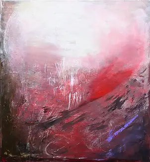 Iwona BORKOWSKA, Szkarłatny Zmierzch, Obraz akrylowy, Techniki mieszane - płótno, 90 x 100