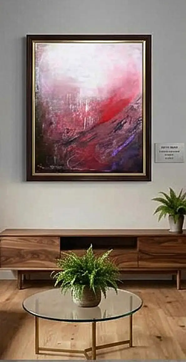 Iwona BORKOWSKA, Szkarłatny Zmierzch, Obraz akrylowy, Techniki mieszane - płótno, 90 x 100