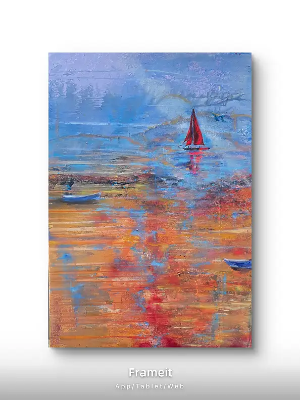 Ewa Mościszko, Scarlet Sail, Acrylic painting - canvas, 70 x 100