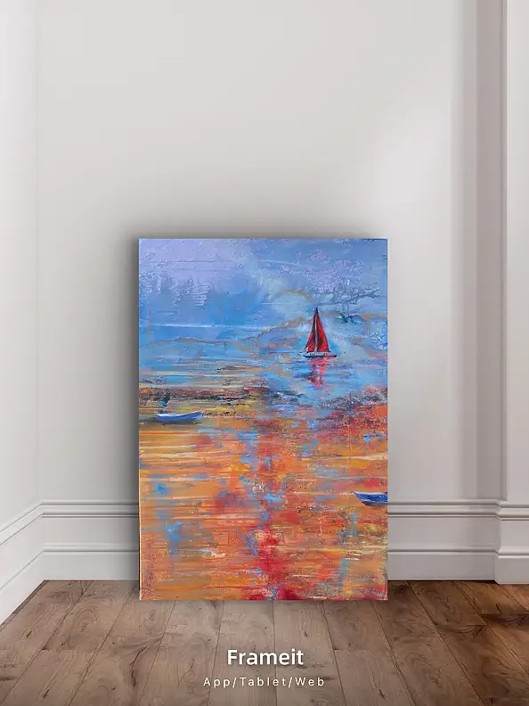 Ewa Mościszko, Scarlet Sail, Acrylic painting - canvas, 70 x 100