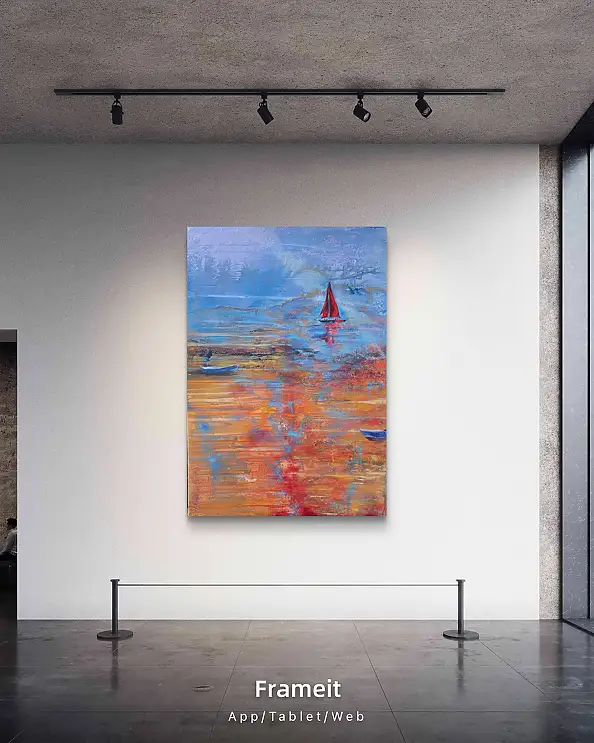Ewa Mościszko, Scarlet Sail, Acrylic painting - canvas, 70 x 100