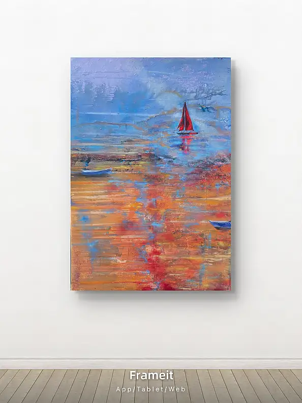 Ewa Mościszko, Scarlet Sail, Acrylic painting - canvas, 70 x 100