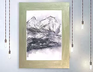 Anna Skowronek - Mountain sketch 16 - black and white drawing, original