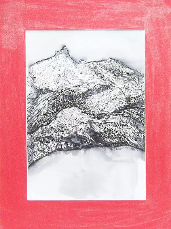 Anna Skowronek - Mountain sketch no. 1 - white black drawing original